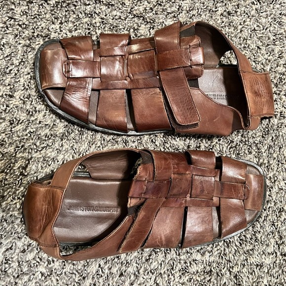Johnston u0026 Murphy | Shoes | Johnston Murphy Mens Brown Leather Fishermans  Sandals Shoes Sz 1 M | Poshmark